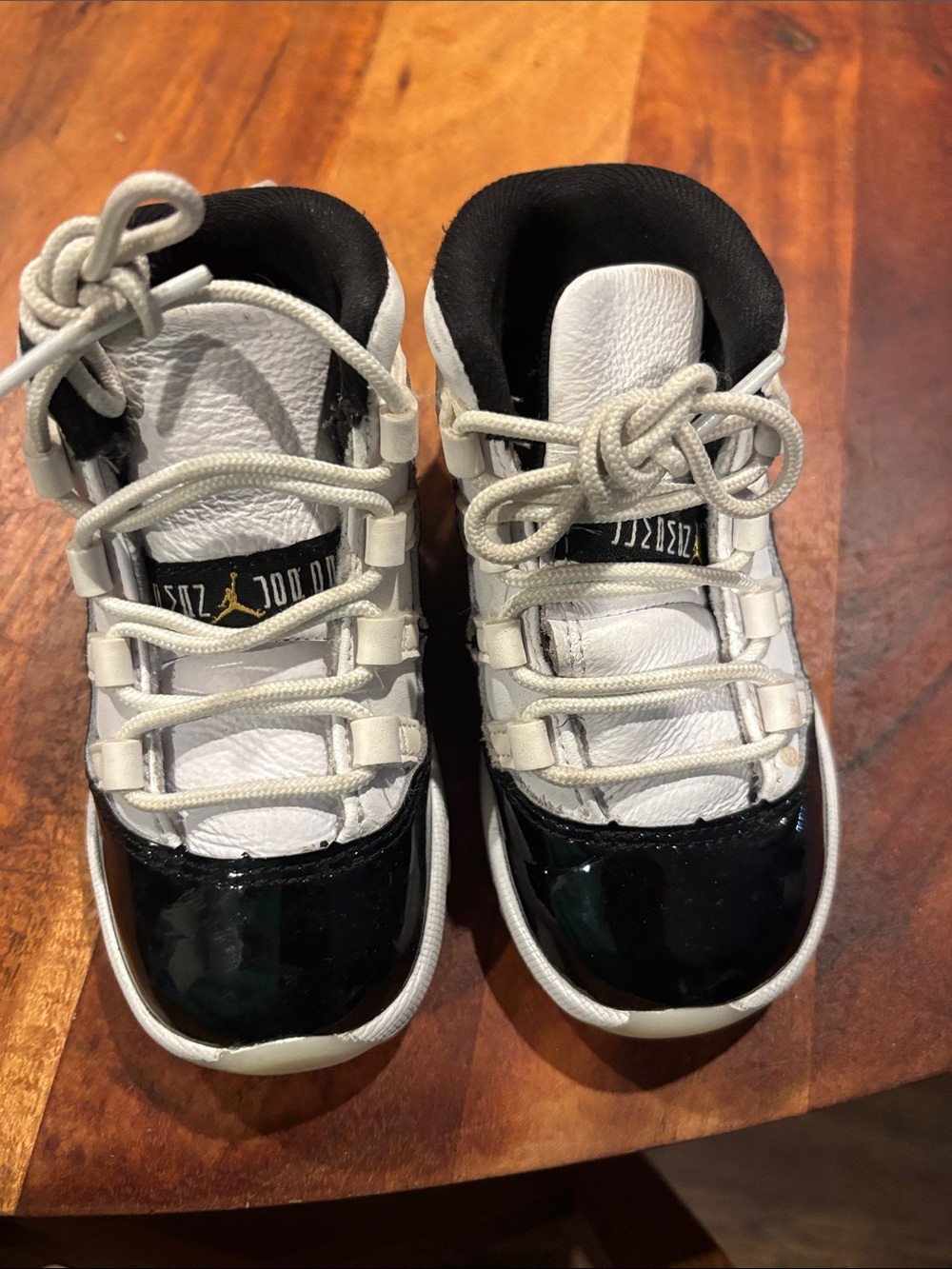 Jordan Kids White and Black Patent Leather Basketball Sneakers